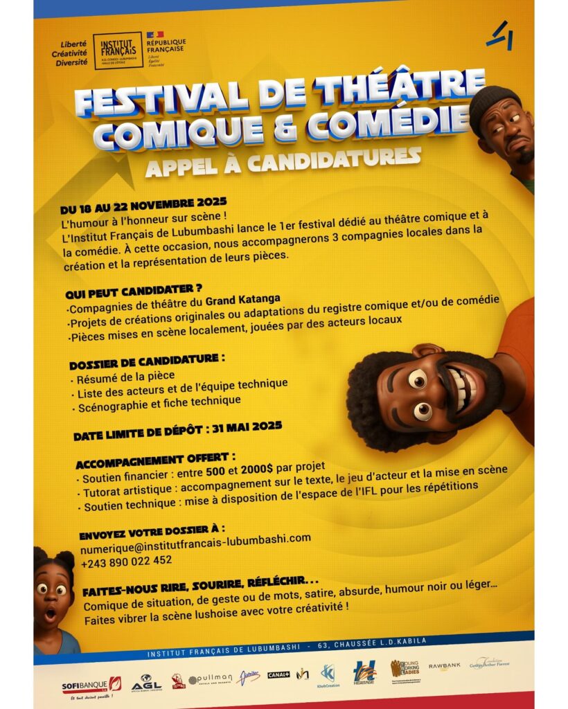 Appel à candidatures pour les compagnies du Grand Katanga Votedefan30042025Festival De Theatre 820x1024