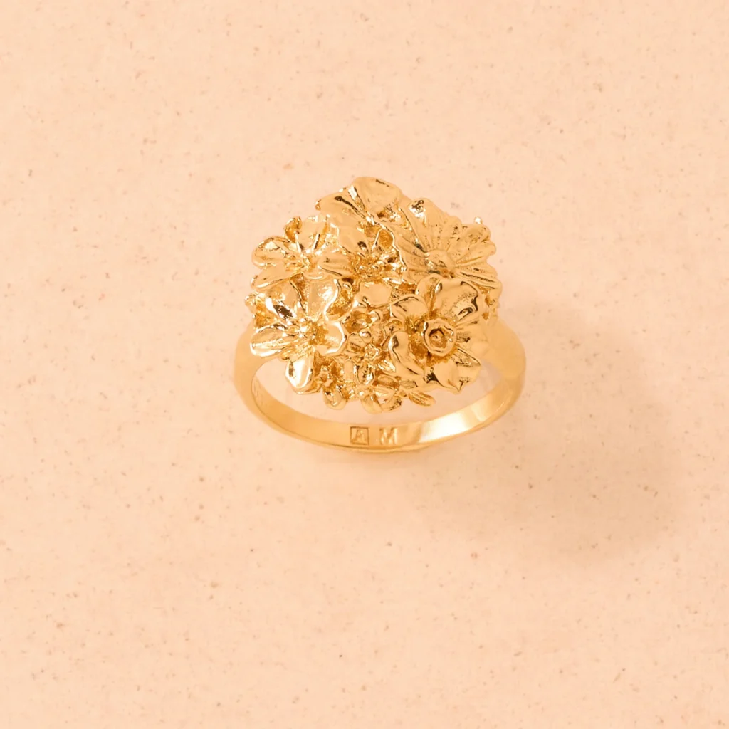 Bague Bouquet Floral Sculptural Doré | Bijou Éthique France 041 08 meli ring